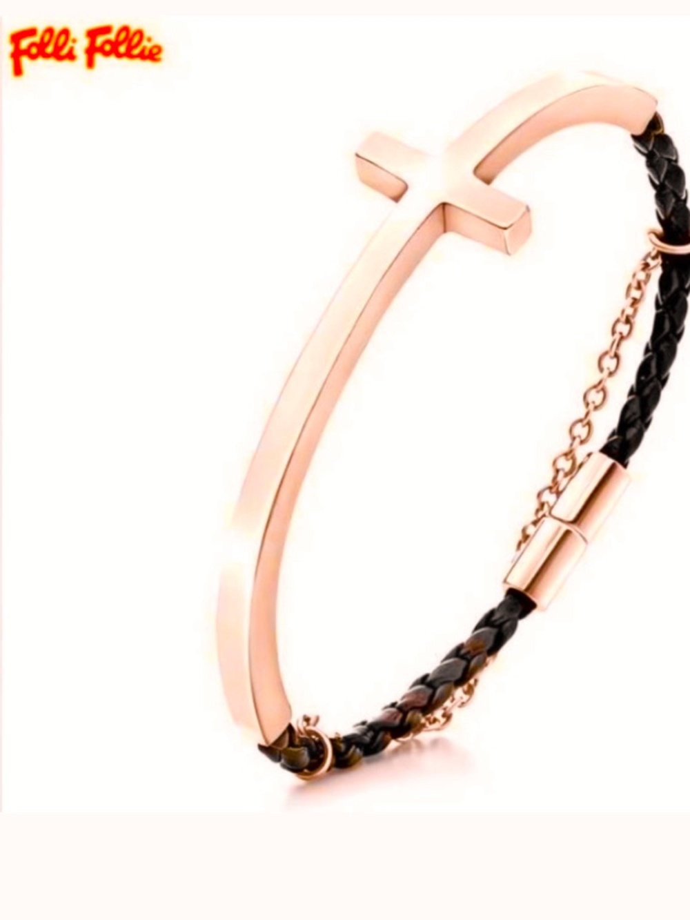 FOLLI FOLLIE KARMA ROSE GOLD AND BLACK BRACELET